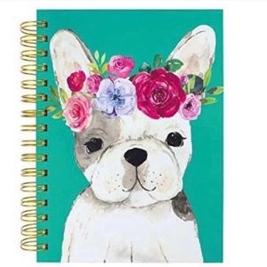 SOLD OUT - Clementine Floral Crown Frenchie Spiral Hardbound Notebook